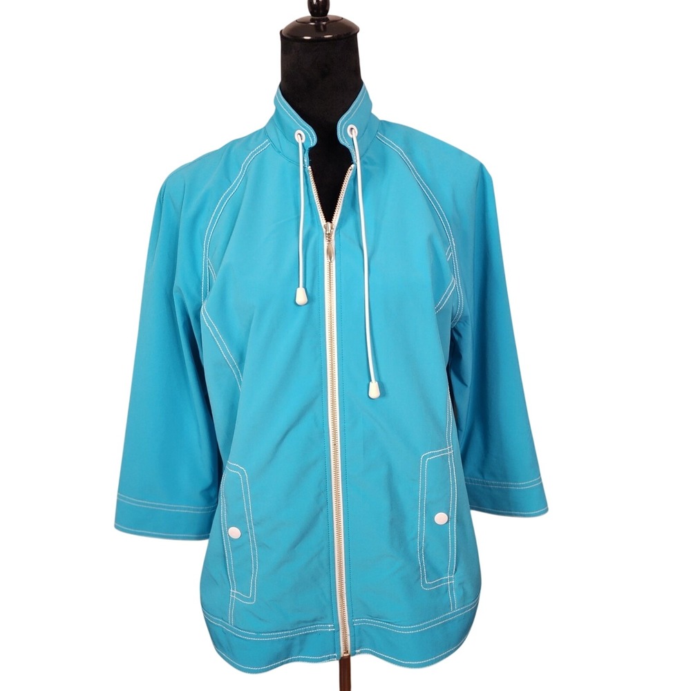 ADDITIONS by CHICO"S Size 1 (US M) Vtg Cyan Blue Athleisure Summer Beach Jacket